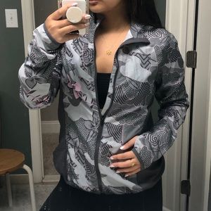 Reebok Patterned Zip-Up Windbreaker with Mesh Back